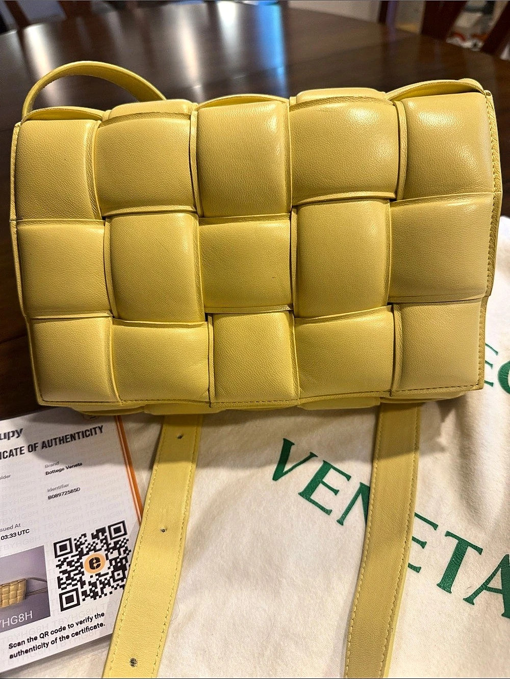 Bottega Veneta Padded Cassette Bag Mini Shoulder Bag in Yellow Leather